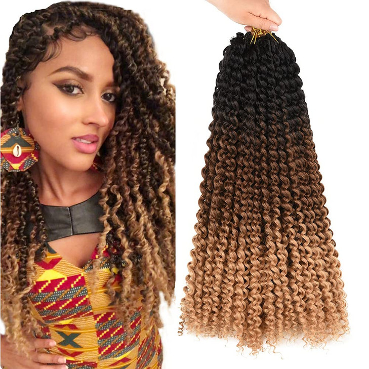 AliRobam 7 Packs Passion Twist Hair Braids 18 Inch Water Wave Synthetic Hair for Passion Twist Crochet Braiding Hair God