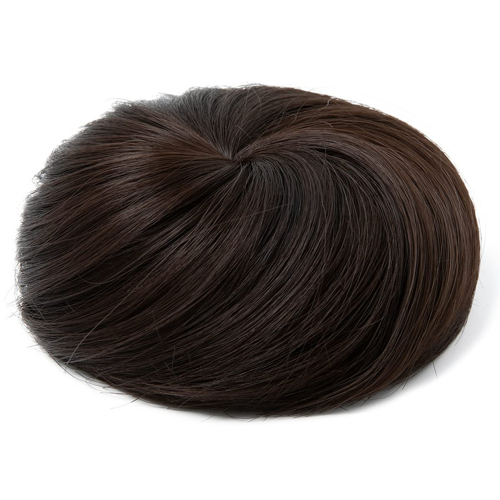 SARLA Dark Brown Hair Buns Extension Drawstring Updo Donut Chignon Straight Synthetic Fake Ballet Bun for Women Lady 1 P