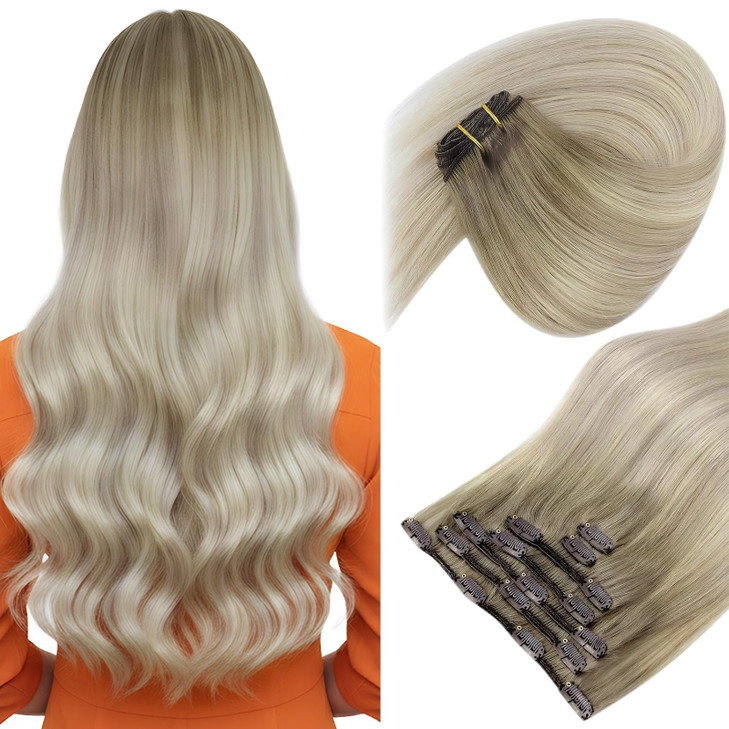 Sunny Hair Clip in Hair Extensions Real Human Hair 120g Remy Hair Clip in Extensions for Women Human Hair Extensions Blo