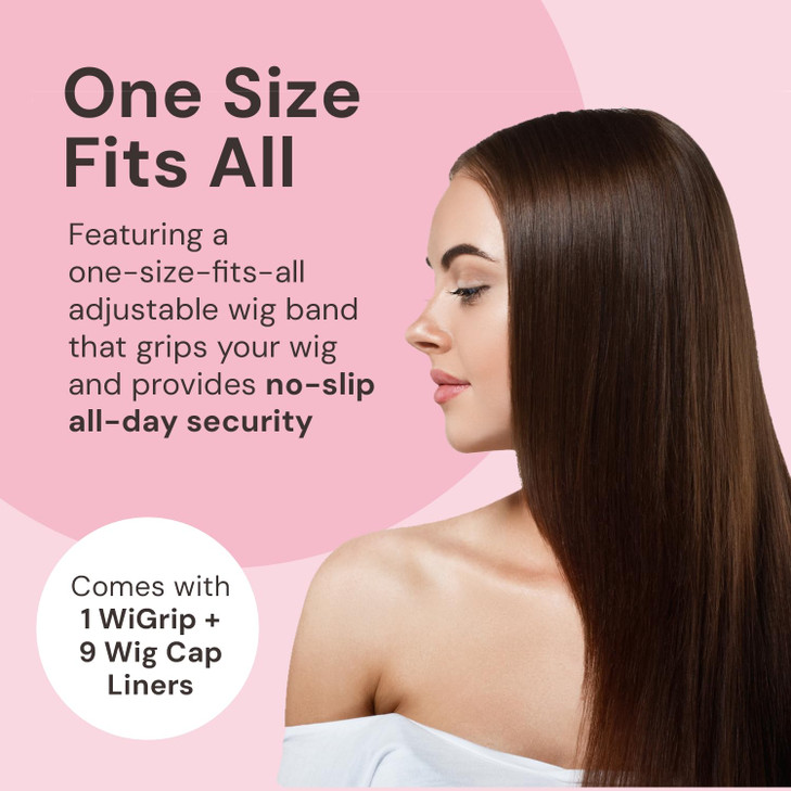MILANO COLLECTION WiGrip Comfort Band with 9 Pack Nylon Wig Cap Liners Combo NonSlip Velvet Wig Grip Band 9 Elastic Caps