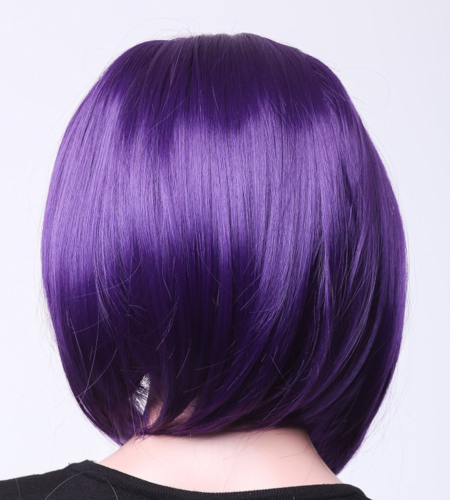 SWACC 11 Women Short Straight Synthetic Bob Wig Candy color Cosplay Wig Anime Costume hairpiece for Party with Wig Cap P