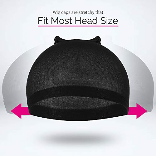FANDAMEI Wig Cap Nylon Wig Caps 4 Pieces Stocking Wig Caps for Women Black