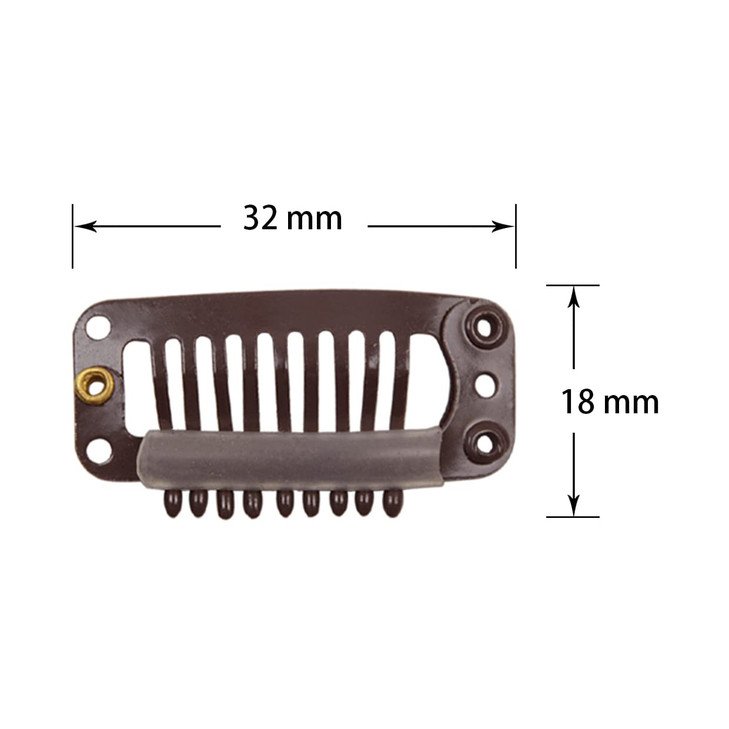 50 Pcs Hair Extension Clips 32mm 9teeth Wig Clips for Hair Extensions Hairpieces Dark Brown