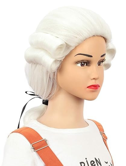 yuehong Kids Long Curly White Judge Lawyer Wig Gentleman 18th Century Colonial Wig Heat Resistant Synthetic Fibers Fluff