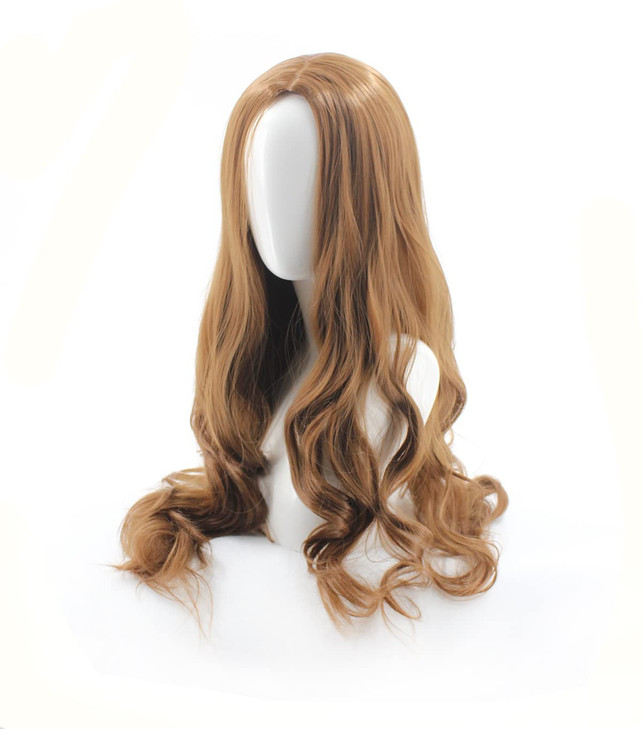 SpeedBeauty Womens Fashion Long Curly Dark Brown Middle Part Water Wave Synthetic Hair Wigs Cosplay Halloween Wig