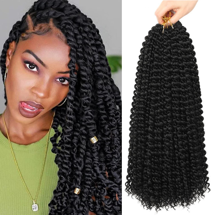 Ubeleco Passion Twist Hair 18 Inch 6 Packs x22 strands pack132 Strands Full Head Water Wave Crochet Hair Long Curly Brai