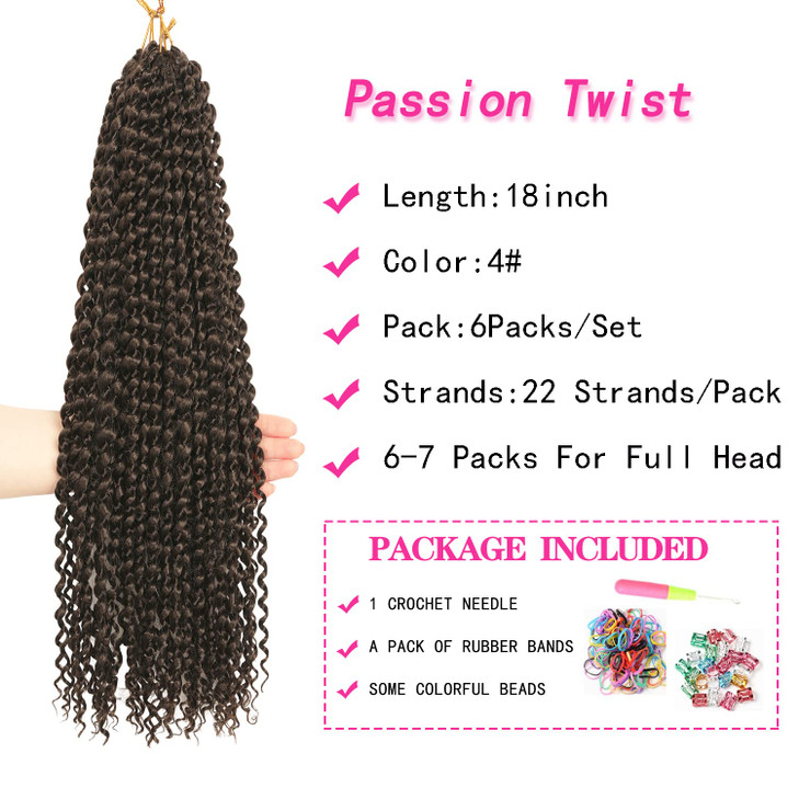 Ubeleco Passion Twist Hair18 Inch Water Wave Crochet Hair 6 Packs Passion Twists Crochet Hair for Women Long Bohemian Sy