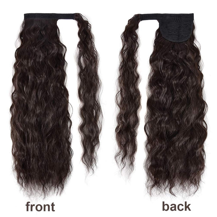 Corn Wave Ponytail Extension Clip in 22 Inch Long Wavy Curly Wrap Around Pony Tail Heat Resistant Synthetic Hairpiece fo