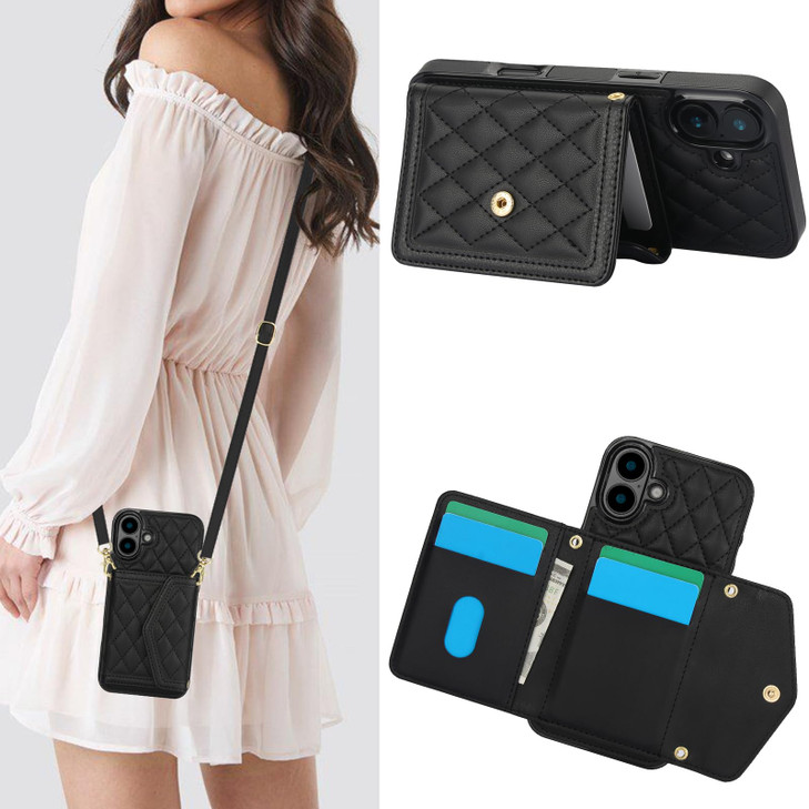 MRRSIWEI for Apple iPhone 16 Crossbody Wallet Case for Women, PU Leather Card Slot Phone Case with Cash Pocket Kickstand Purse Lanyard Case Cover for online at globaldelivered