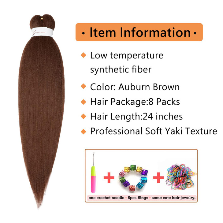 Ubeleco Pre Stretched Braiding Hair 24inch Braiding Hair 8 Packs Soft Yaki Texture No Itch Hot Water Setting Synthetic H