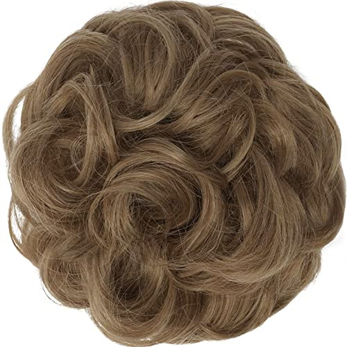 FESHFEN Messy Bun Hair Piece Wavy Synthetic Chignon Scrunchies for Instant Volume Elastic Bun Ponytail Hair Extensions T