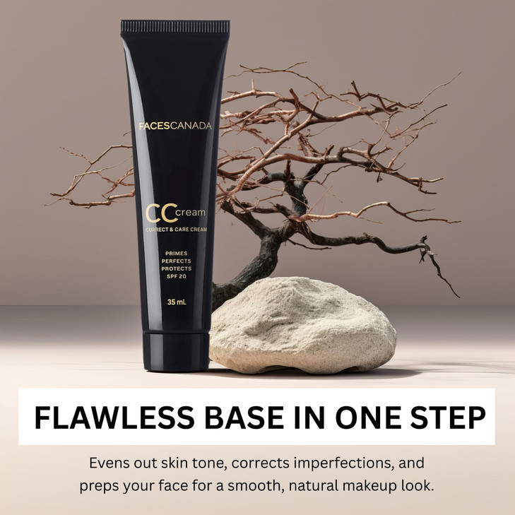 FACESCANADA CC Cream Primes Perfects Protects with SPF 20 Lightweight Color Correcting Cream for Natural Coverage Evens