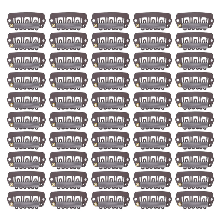 YUYTE 50 Pieces Wig Clips U shape Metal Clips 6 Teeth 28 cm Stainless Steel Material for Hair Extensions for WomenDark B