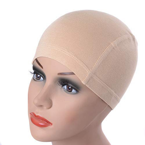 YANTAISIYU Bamboo Fiber Wig Cap Comfortable Elastic Wig Cap Wearing Under Wigs Beige
