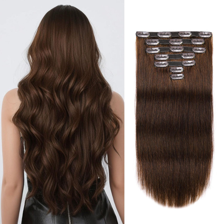 Jiameisi Clip in Hair Extensions Real Human Hair 14inch Remy Human Hair Extensions Double Weft 70g 7pcs Natural Straight