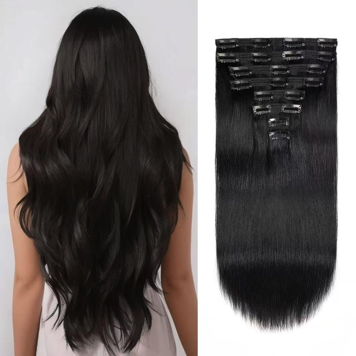 Jiameisi Clip in Hair Extensions Real Human Hair 18inch Remy Human Hair Extensions Double Weft 120g 8pcs Natural Straigh