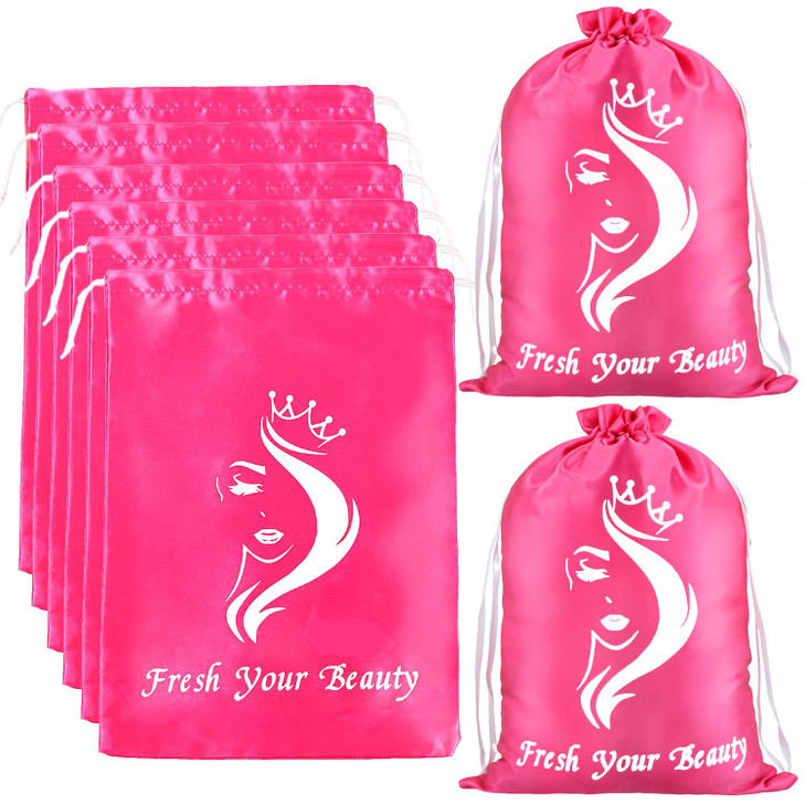 Satin Pouches with Drawstring Soft Silk Satin Storage and Travel Bags for Bundles Wigs Hair Extensions Tools Business Gi