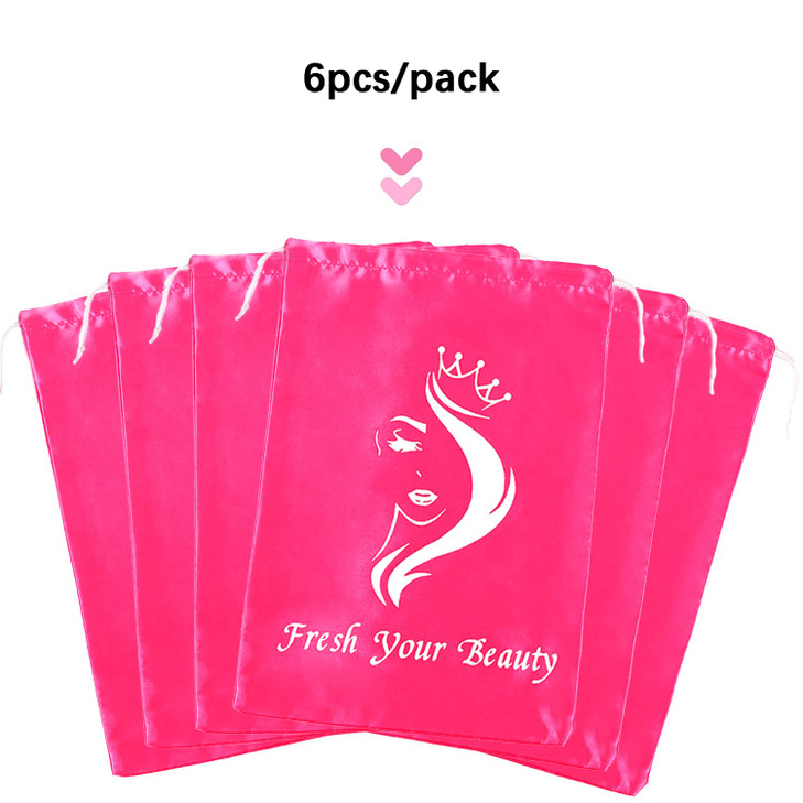 Satin Pouches with Drawstring Soft Silk Satin Storage and Travel Bags for Bundles Wigs Hair Extensions Tools Business Gi