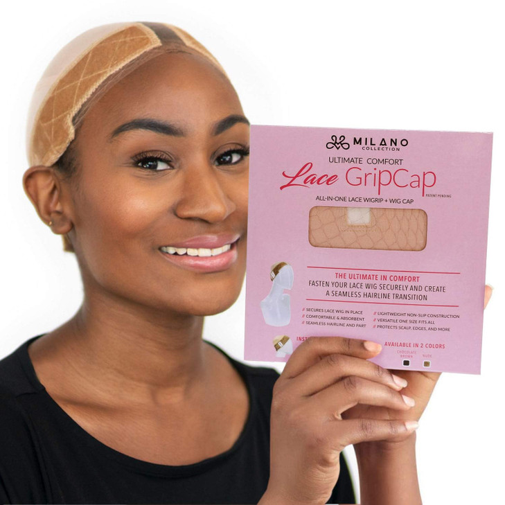 MILANO COLLECTION Lace Wig Grip Cap for Women Adjustable Wig Caps for Women Non Slip with Headband to Secure Lace Top Pe