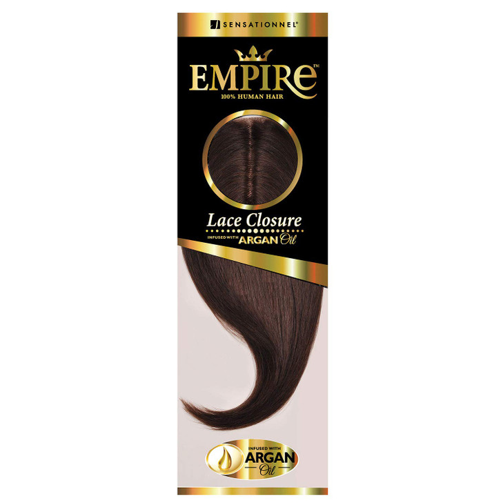 Sensationnel Empire humanhair lace closure yaki 12 inch 3 way lacepart hand tied weaving closure 1B OFFBLACK