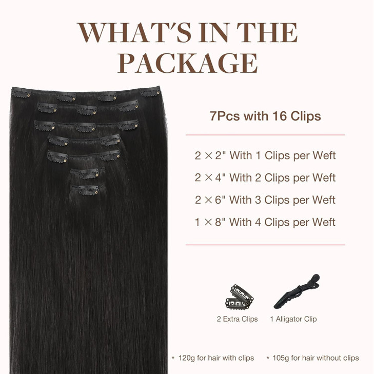 GOO GOO Clip in Hair Extensions Real Human Hair Remy Human Hair Extensions Clip ins for Women Natural Human Hair 14inch