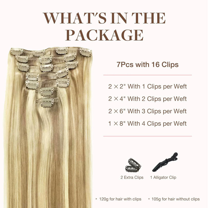 GOO GOO Clip in Hair Extensions Real Human Hair Remy Human Hair Extensions Clip ins for Women Natural Human Hair 22inch