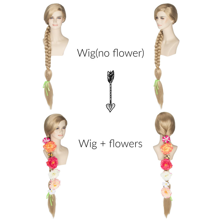 Miss U Hair Women Princess Long Blonde Wig 433inch Thick Fluffy Braided Cosplay Costume Wig for Adult with Flowers