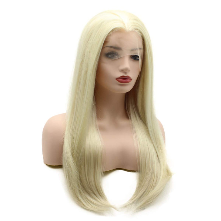 Meiyite Hair Straight Long 24inch Beige Heavy Density Heat Resistant Realistic Wig