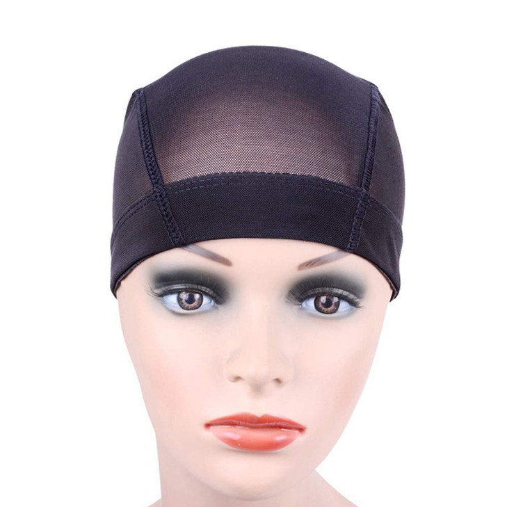 YANTAISIYU 2 PCSLot Black Mesh Cap Wig Cap for Making Wigs Stretchable Hairnets with Wide Elastic Band Mesh Cap L