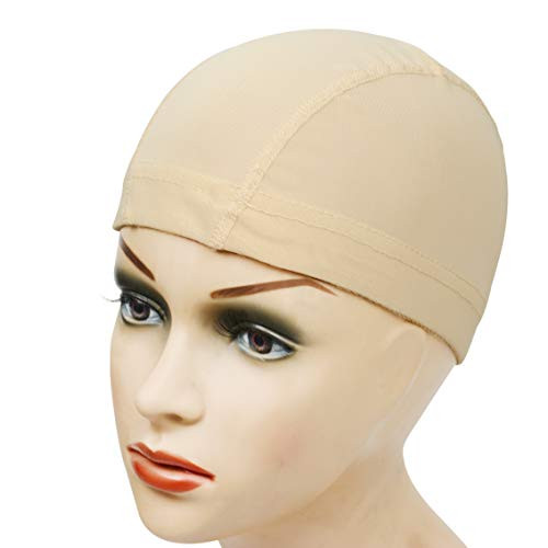 YANTAISIYU 2 PcsLot Mesh Wig Caps with Wide Elastic Band Dome Cap for Wigs Making Blonde Mesh Cap M