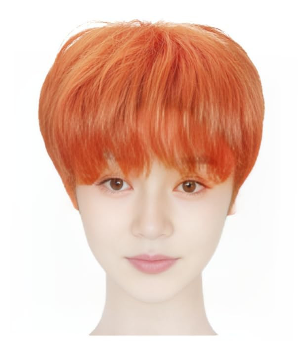 OYSRONG New Handsome Men Short Orange Straight Cosplay Wig