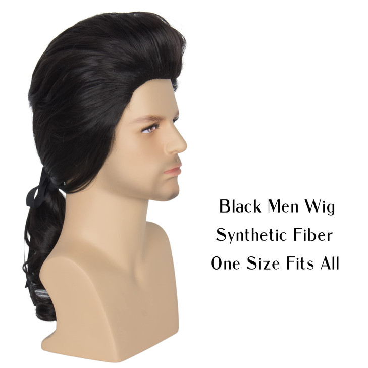 Miss U Hair Men Short Wavy Brown Wig with Pigtails Adult Colonial Funny Wigs for Cosplay Party Halloween