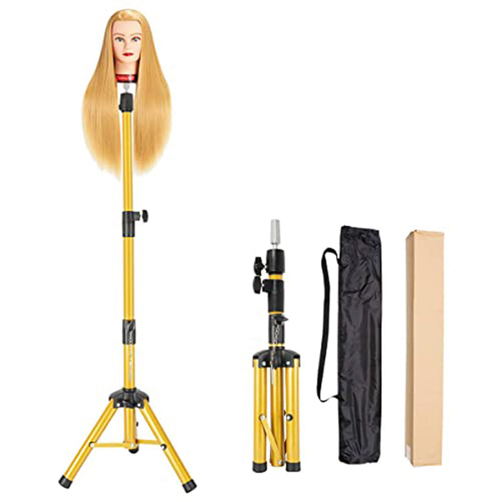 AliLeader Heavy Duty Wig Stand Tripod 55 Inch Aluminum Adjustable Wig Stand with Rotatable Metal Head for Hairdressing E