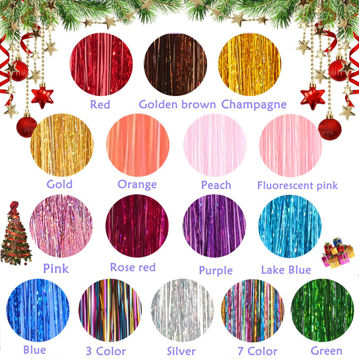 Hair Tinsel Kit With Tool 6800 strands 16 Colors Fairy Hair Tinsel Sparkling Shiny Hair Tinsel Heat Resistant Highlights