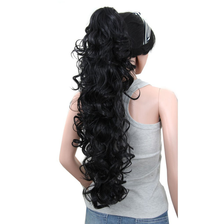 SSSOY 3178cm Womens Curly Pony Tail Hair Piece Synthetic Claw Clip Ponytail Wavy Long Curled in Hair Extension Extension