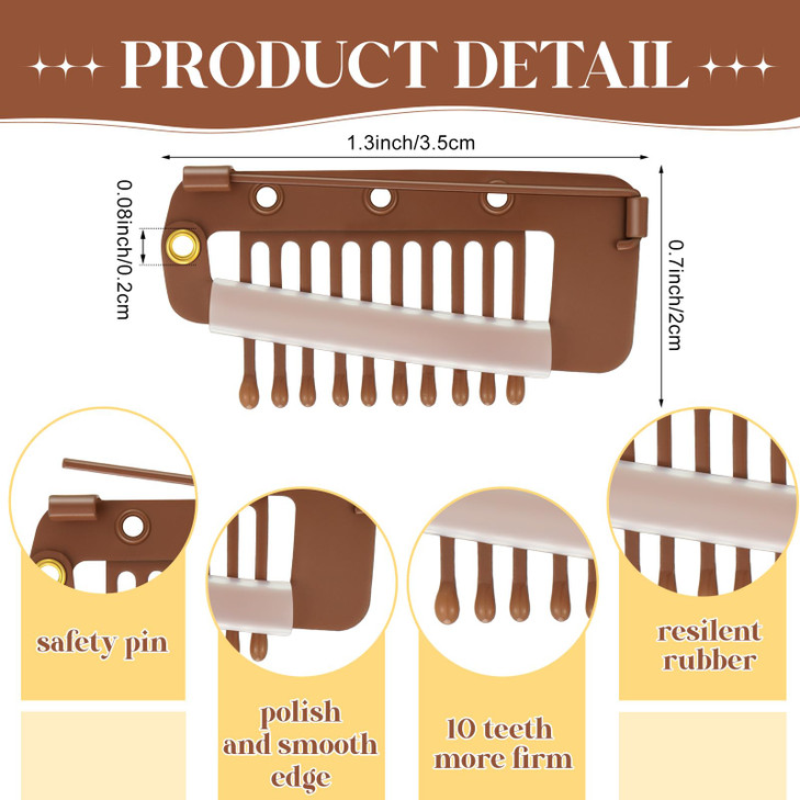 Crowye 20 Pieces Chunni Clips with Safety Pins 10 Teeth Strong Grip Flat Clips for Hijab Veil Wigs Hair Extensions and D