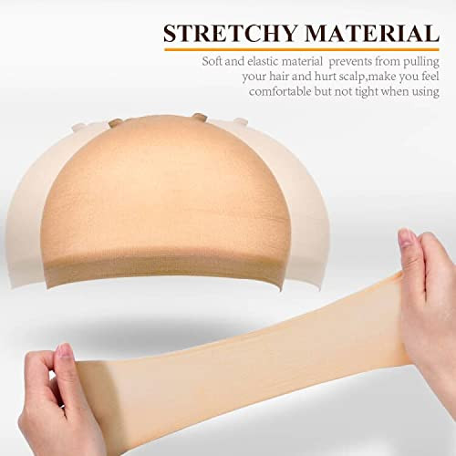 MORGLES Wig Caps 20 Pcs Stocking Stretchy Nylon Nude Wig Caps For Women Man Light Brown