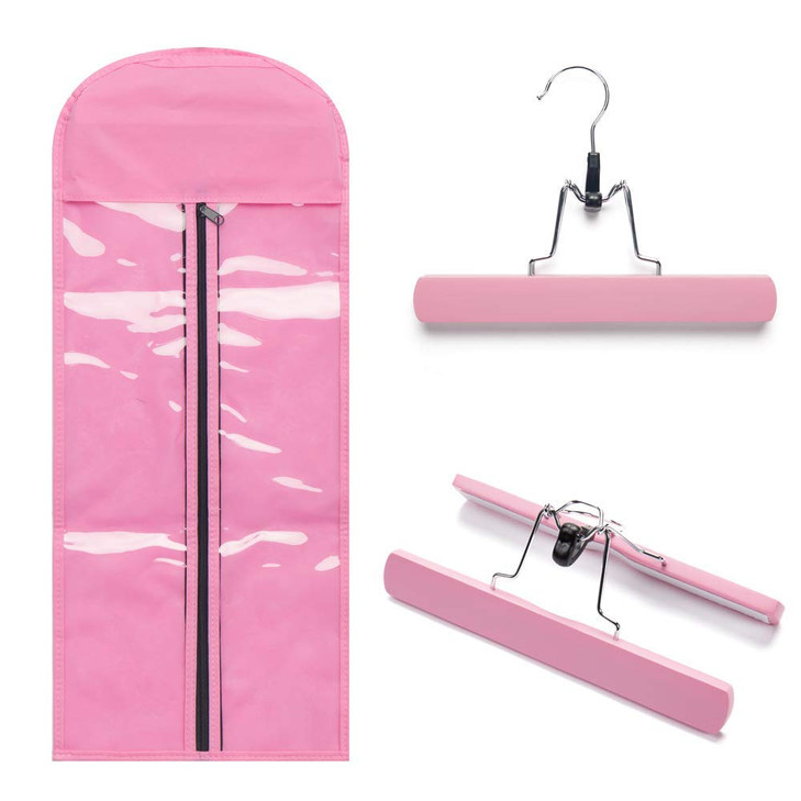 Hairro Portable Hair Extensions Carrier Nonwoven Dustproof Storage Case with Wooden Hanger for Human Hair Extensions 26