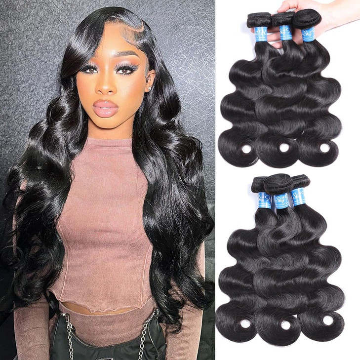 Panse Hair Body Wave Bundles Human Hair 3 Bundles 10 12 14 inches 10A Brazilian Virgin Human Hair Body Wave Bundles Natu