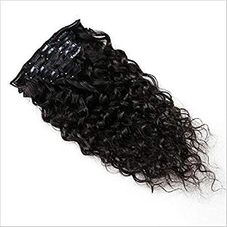 Clip in Natural Curly Brazilian Hair Extensions Wave Wave Clip In Hair Extensions for Black Women Full Head Wavy Hair Ex