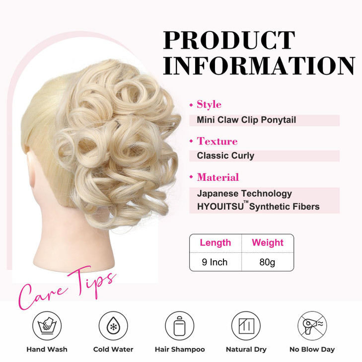 REECHO 9 Short Ponytail Extension Classic Loose Curly Wavy Claw Clip Pony tails Hair Extensions HP001 Hairpieces for Wom