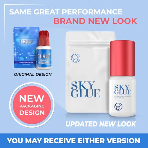 2 Bottles Sky Glue for Eyelash Extensions S Super Strong Black Lash Extension Adhesive for Professional Long Lasting Sem