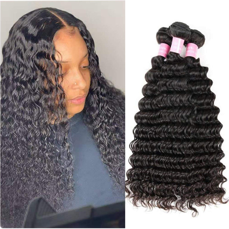 Miss GAGA 3 Bundles 9A Deep Wave 24 26 28 100 Unprocessed Virgin Human Hair Brazilian Deep Wave 3 Bundles No Shedding Na