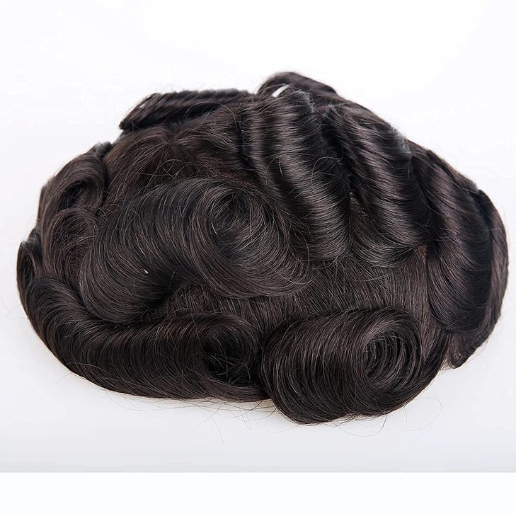 LLWear Human Hair System for Men Toupee for Men Soft Thin Skin PU Single Knotted with 15 Inch Lace frontal 8x10 Inch Men