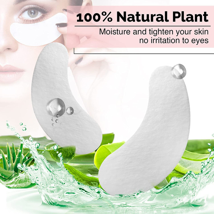 100 Pairs GreenLife Natural Hydrogel Eye Gel Pads Collagen and Aloe Vera Patches for Under Eyes Eyelash Extension Kit