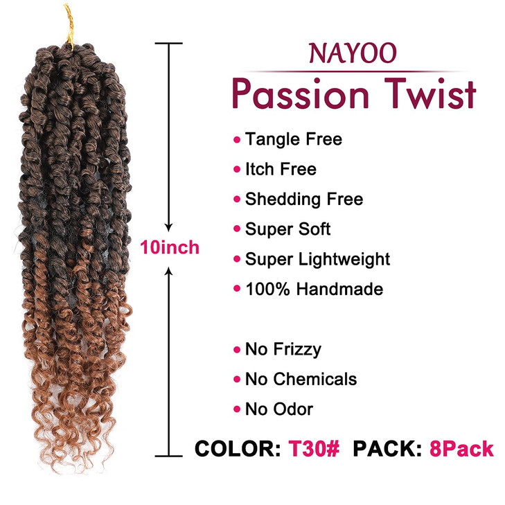 Passion Twist Hair 8 Packs 10 Inch Passion Twist Crochet Hair For Women Crochet Pretwisted Curly Hair Passion Twists Syn