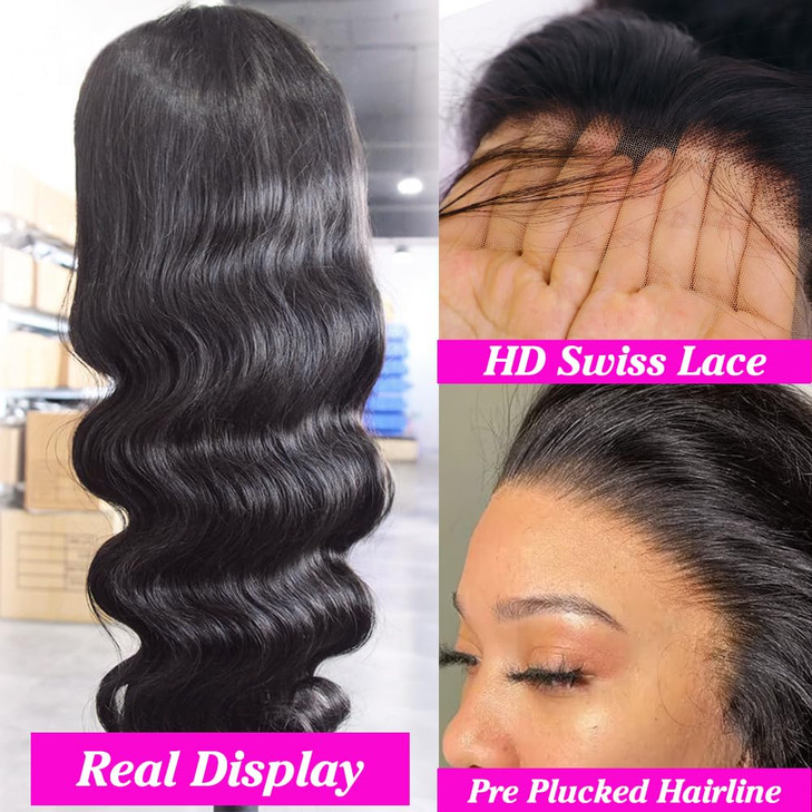 ANNELBEL 13x6 Wear and Go Glueless Body Wave Lace Front Wigs Human Hair HD Transparent Lace Frontal Wigs Pre Plucked wit