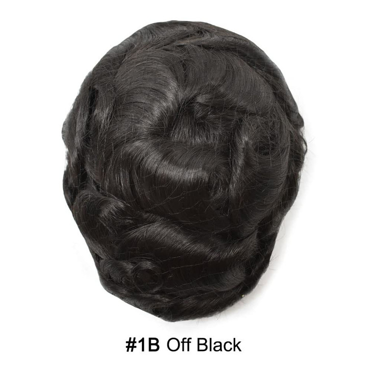 Toupee for Men Hair System Replacement Natural Black Mens Human Hair Piece Fine Mono Mens Toupee Clear Poly Skin Hairpie