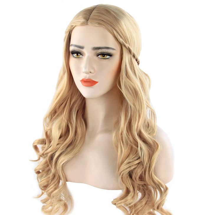 Acecharming Long Platinum Blonde Wigs Braid Women Girls Charming Synthetic Party Costume Cosplay Wig With Wig Cap