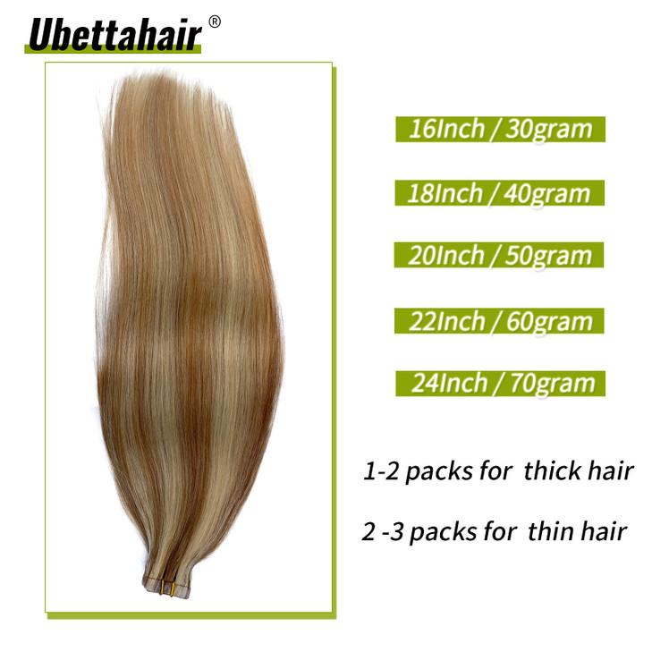 Tape in Hair Extensions Human Hair 22 Inch Golden Brown Balayage Blonde Human Hair Tape in Extensions 20 PCS 60G Silky S